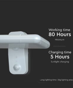 Επιτοίχιο Φωτιστικό LED 15W 4000K Ηλιακό με Ανιχνευτή Λευκού Χρώματος IP65 V-TAC – 10316
