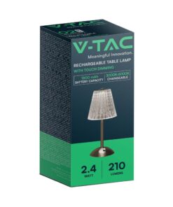 LED Επαναφορτιζόμενο Πορτατιφ 3W CCT Νίκελ Ματ Dimmable Αφής IP54 V-TAC – 10327