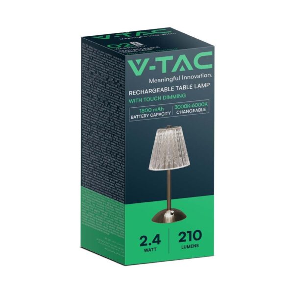 LED Επαναφορτιζόμενο Πορτατιφ 3W CCT Νίκελ Ματ Dimmable Αφής IP54 V-TAC – 10327