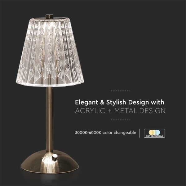 LED Επαναφορτιζόμενο Πορτατιφ 3W CCT Νίκελ Ματ Dimmable Αφής IP54 V-TAC – 10327