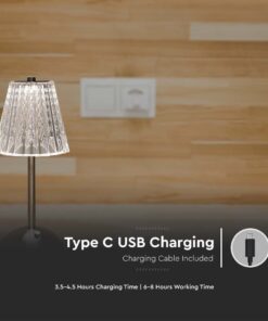 LED Επαναφορτιζόμενο Πορτατιφ 3W CCT Νίκελ Ματ Dimmable Αφής IP54 V-TAC – 10327