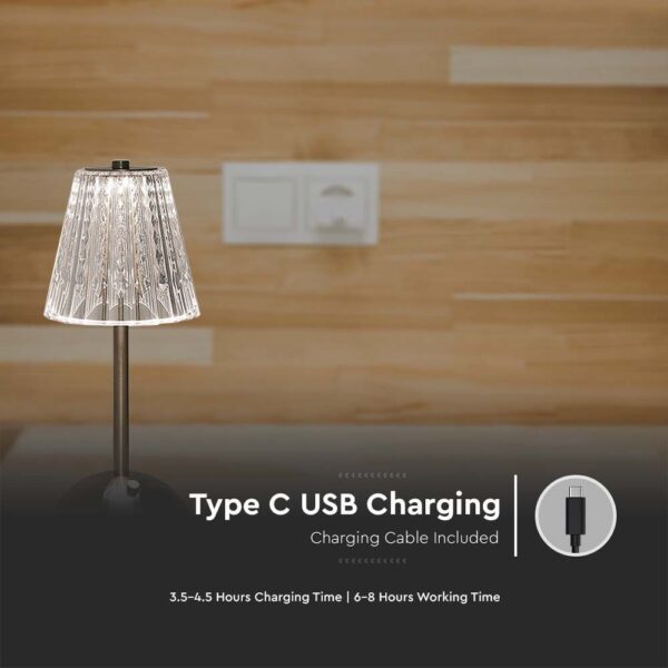 LED Επαναφορτιζόμενο Πορτατιφ 3W CCT Νίκελ Ματ Dimmable Αφής IP54 V-TAC – 10327