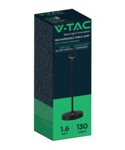 Φωτιστικό Γραφείου LED 1.6W Eπαναφορτιζόμενο Mαύρο Χρώματος Dimmable V-TAC – 10328