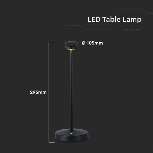 Φωτιστικό Γραφείου LED 1.6W Eπαναφορτιζόμενο Mαύρο Χρώματος Dimmable V-TAC – 10328