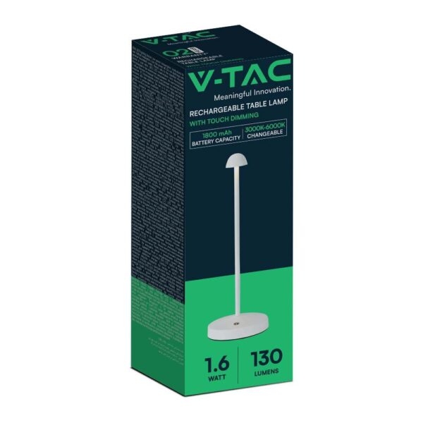 Φωτιστικό γραφείου LED 1.6W επαναφορτιζόμενο CCT Λευκού Χρώματος Dimmable V-TAC – 10329