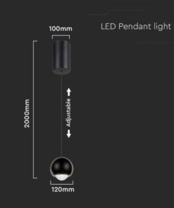LED κρεμαστό φωτιστικό οροφής σφαίρα 6W 3000K θερμό λευκό με μαύρο σώμα V-TAC – 10341