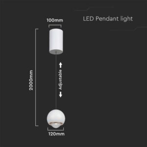 LED κρεμαστό φωτιστικό οροφής σφαίρα 6W 3000K θερμό λευκό με λευκό σώμα V-TAC – 10342