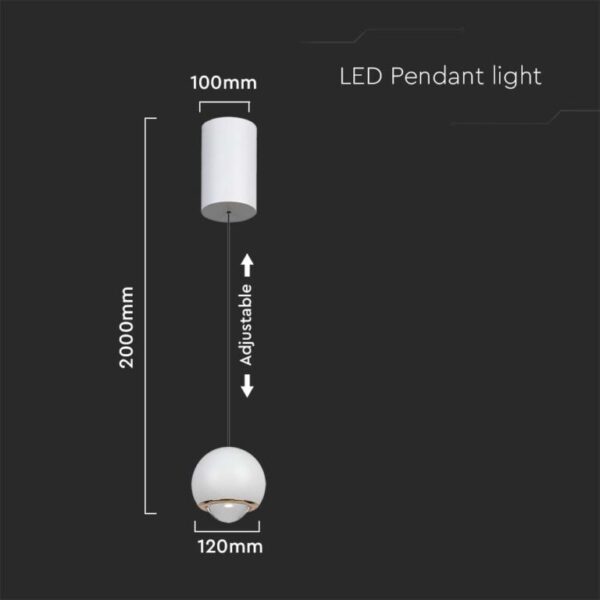 LED κρεμαστό φωτιστικό οροφής σφαίρα 6W 3000K θερμό λευκό με λευκό σώμα V-TAC – 10342