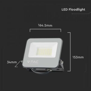 LED Προβολέας 30W V-TAC Samsung Chip Μαύρος 4800lm Αδιάβροχος IP65 6500K  – 23693