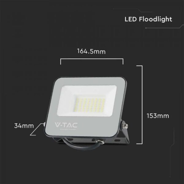 LED Προβολέας 30W V-TAC Samsung Chip Μαύρος 4800lm Αδιάβροχος IP65 6500K  – 23693