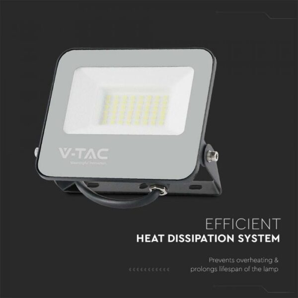 LED Προβολέας 30W V-TAC Samsung Chip Μαύρος 4800lm Αδιάβροχος IP65 6500K  – 23693