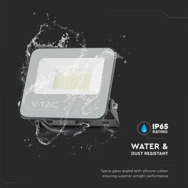 LED Προβολέας 30W V-TAC Samsung Chip Μαύρος 4800lm Αδιάβροχος IP65 6500K  – 23693