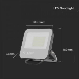 LED Προβολέας 50W V-TAC Samsung Chip Γκρι 8000lm Αδιάβροχος IP65 4000K  – 23694
