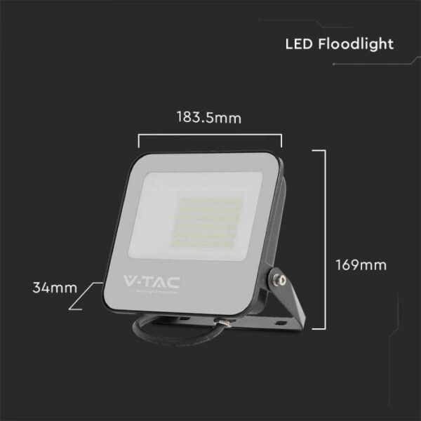 LED Προβολέας 50W V-TAC Samsung Chip Γκρι 8000lm Αδιάβροχος IP65 4000K  – 23694