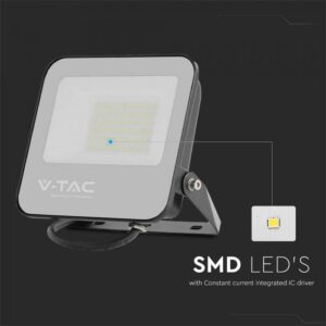 LED Προβολέας 50W V-TAC Samsung Chip Γκρι 8000lm Αδιάβροχος IP65 4000K  – 23694