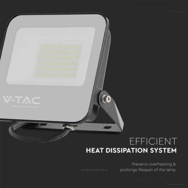 LED Προβολέας 50W V-TAC Samsung Chip Γκρι 8000lm Αδιάβροχος IP65 4000K  – 23694