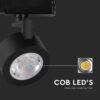 LED φωτιστικό ράγας τριφασικό COB 30W 3 σε 1 CCT Μαύρου Χρώματος V-TAC – 10371