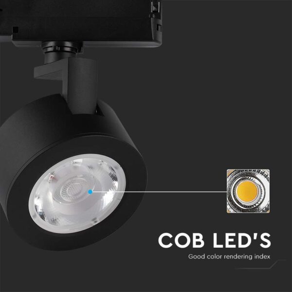 LED φωτιστικό ράγας τριφασικό COB 30W 3 σε 1 CCT Μαύρου Χρώματος V-TAC – 10371