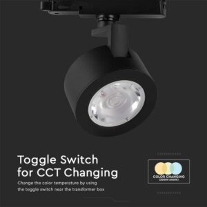 LED φωτιστικό ράγας τριφασικό COB 30W 3 σε 1 CCT Μαύρου Χρώματος V-TAC – 10371