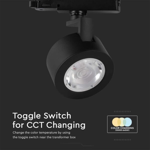 LED φωτιστικό ράγας τριφασικό COB 30W 3 σε 1 CCT Μαύρου Χρώματος V-TAC – 10371