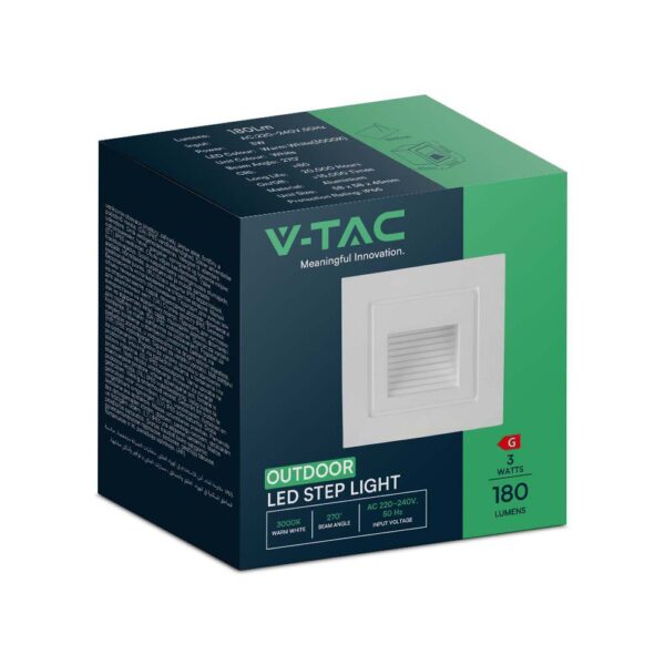 Xωνευτό Φωτιστικό Σκάλας LED 3W 3000K IP65 Λευκού Χρώματος V-TAC – 10376