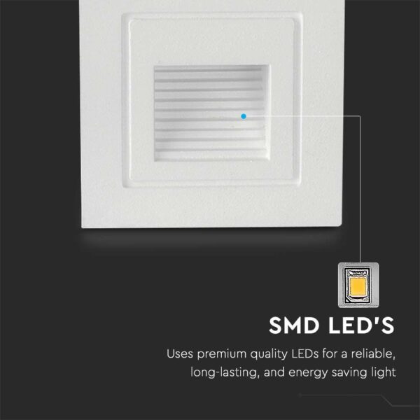 Xωνευτό Φωτιστικό Σκάλας LED 3W 3000K IP65 Λευκού Χρώματος V-TAC – 10376
