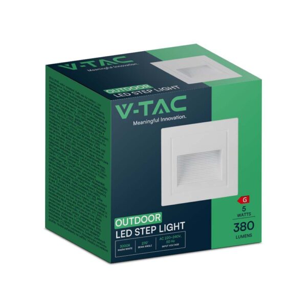 Επιτοίχιο Φωτιστικό Σκάλας LED 5W 3000K IP65 Λευκού Χρώματος V-TAC – 10377