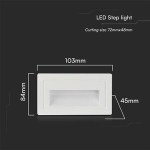 Χωνευτό Φωτιστικό Σκάλας LED 3W 3000K IP65 Λευκού Χρώματος V-TAC – 10378