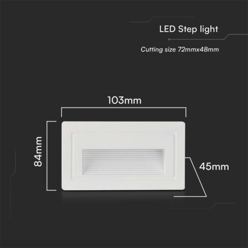 Χωνευτό Φωτιστικό Σκάλας LED 3W 3000K IP65 Λευκού Χρώματος V-TAC – 10378