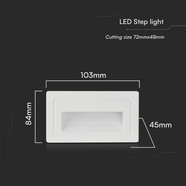 Χωνευτό Φωτιστικό Σκάλας LED 3W 3000K IP65 Λευκού Χρώματος V-TAC – 10378