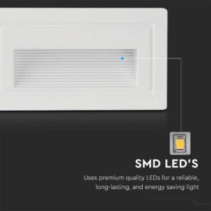 Χωνευτό Φωτιστικό Σκάλας LED 3W 3000K IP65 Λευκού Χρώματος V-TAC – 10378
