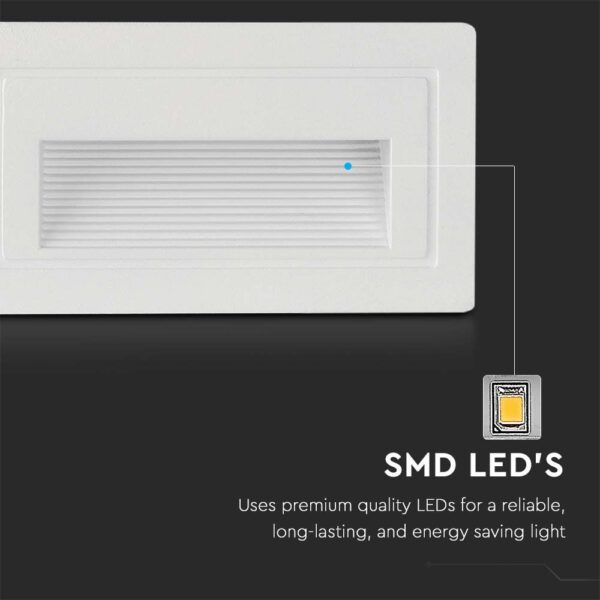 Χωνευτό Φωτιστικό Σκάλας LED 3W 3000K IP65 Λευκού Χρώματος V-TAC – 10378
