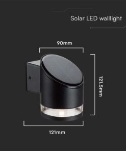 Επιτοίχιο Φωτιστικό LED 1W 3000K Ηλιακό IP54 Μαύρου Χρώματος V-TAC – 10384
