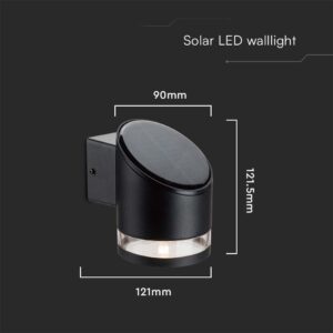 Επιτοίχιο Φωτιστικό LED 1W 3000K Ηλιακό IP54 Μαύρου Χρώματος V-TAC – 10384