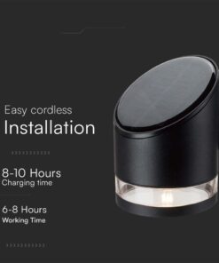 Επιτοίχιο Φωτιστικό LED 1W 3000K Ηλιακό IP54 Μαύρου Χρώματος V-TAC – 10384