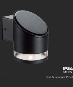 Επιτοίχιο Φωτιστικό LED 1W 3000K Ηλιακό IP54 Μαύρου Χρώματος V-TAC – 10384