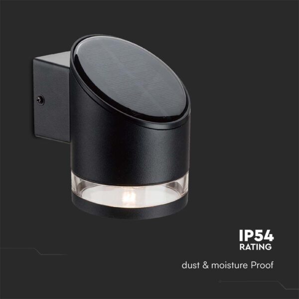Επιτοίχιο Φωτιστικό LED 1W 3000K Ηλιακό IP54 Μαύρου Χρώματος V-TAC – 10384