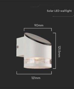Επιτοίχιο Φωτιστικό LED 1W 3000K Ηλιακό IP54 Λευκού Χρώματος V-TAC – 10395