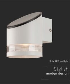 Επιτοίχιο Φωτιστικό LED 1W 3000K Ηλιακό IP54 Λευκού Χρώματος V-TAC – 10395