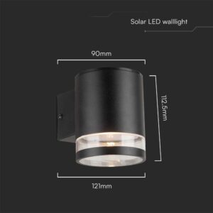 Επιτοίχιο Φωτιστικό LED 1W 3000K Ηλιακό με Αισθητήρα Κίνησης IP54 Μαύρου Χρώματος V-TAC – 10399