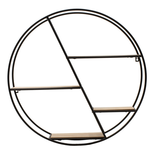 Wall shelf Azira pakoworld metal in black-oak color 60x13x60cm 104-000004