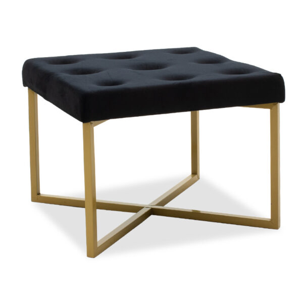 Luisa pakoworld stool black velvet – golden metal 40x40x30cm 104-000006