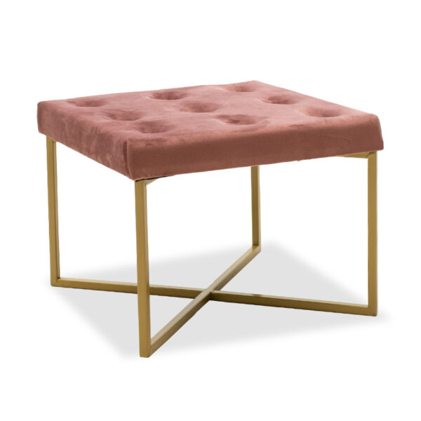 Luisa pakoworld stool in dark rotten apple velvet - golden metal 40x40x30cm 104-000007