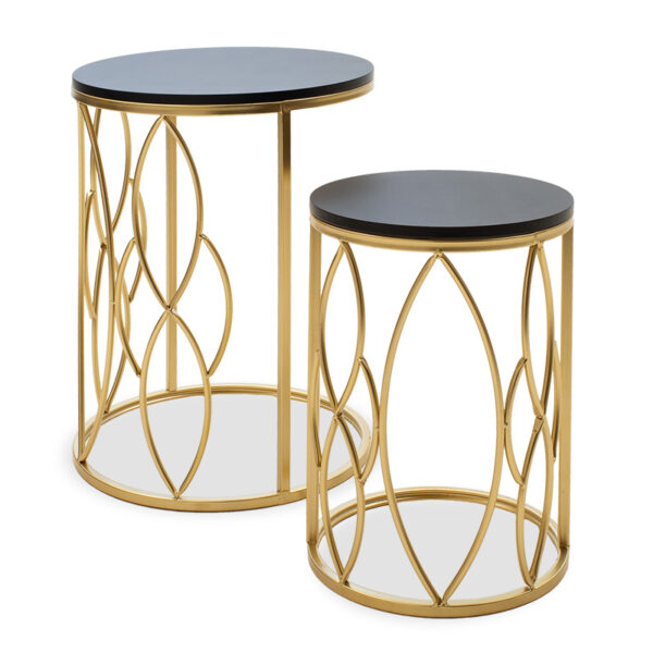 Side tables set 2pcs Zion I pakoworld metal in black – golden color 104-000008