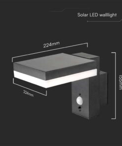 Επιτοίχιο Φωτιστικό LED 2W 3000K Ηλιακό με Ανιχνευτή Κίνησης IP54 Μαύρου Χρώματος V-TAC – 10402