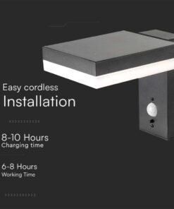 Επιτοίχιο Φωτιστικό LED 2W 3000K Ηλιακό με Ανιχνευτή Κίνησης IP54 Μαύρου Χρώματος V-TAC – 10402