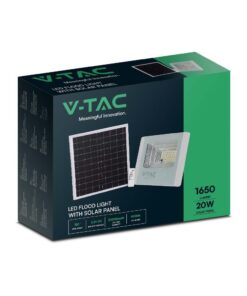 LED Ηλιακός Προβολέας 20W Λευκός V-TAC IP65 1650lm Φυσικό Λευκό 4000K – 10408