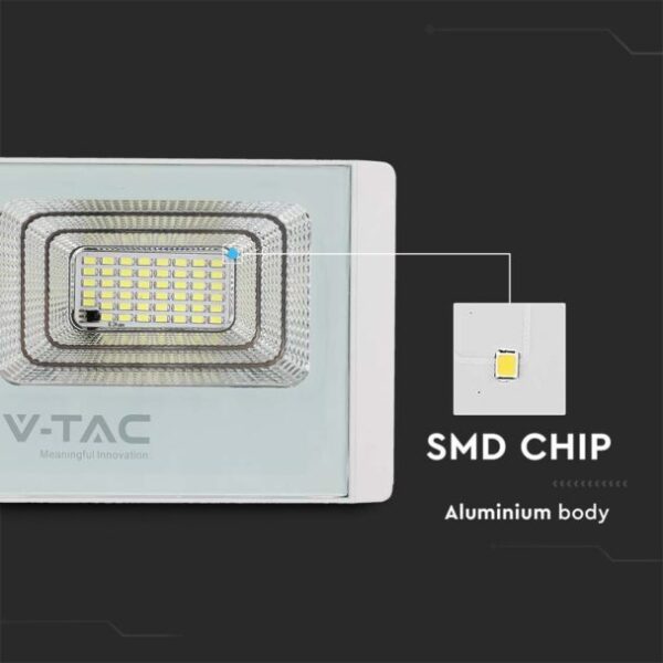 LED Ηλιακός Προβολέας 20W Λευκός V-TAC IP65 1650lm Φυσικό Λευκό 4000K – 10408