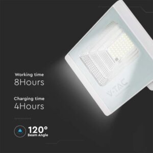 LED Ηλιακός Προβολέας 20W Λευκός V-TAC IP65 1650lm Φυσικό Λευκό 4000K – 10408