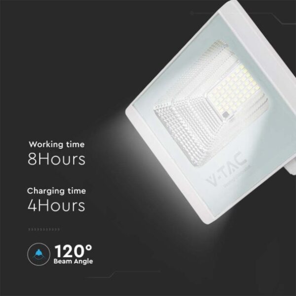 LED Ηλιακός Προβολέας 20W Λευκός V-TAC IP65 1650lm Φυσικό Λευκό 4000K – 10408